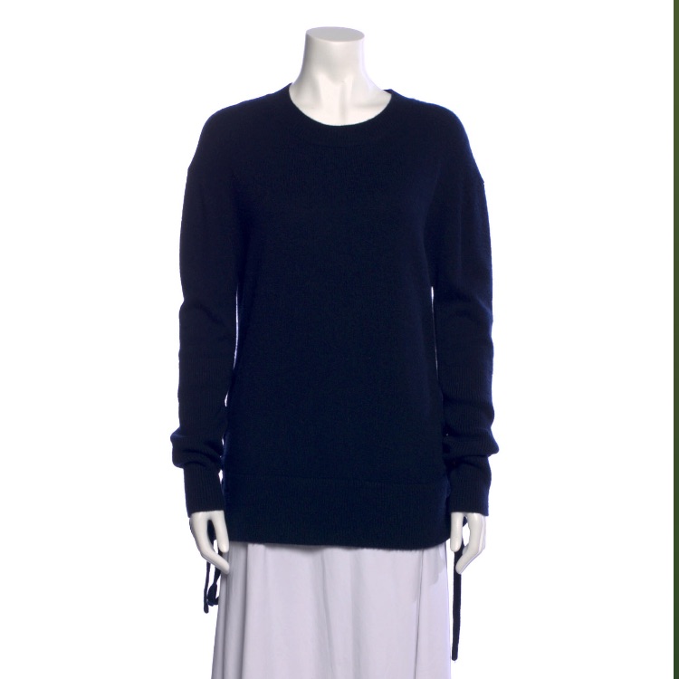 Rta Denim Navy Cashmere Crew Neck Sweater